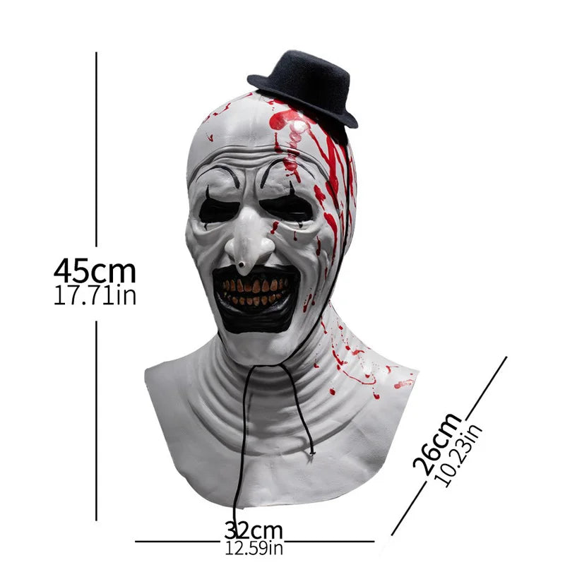 Terrifier Art the Clown Mask Scary Latex Mask the Bloody Killer Joker Mask Horror Halloween Cosplay Costume Props for Adults
