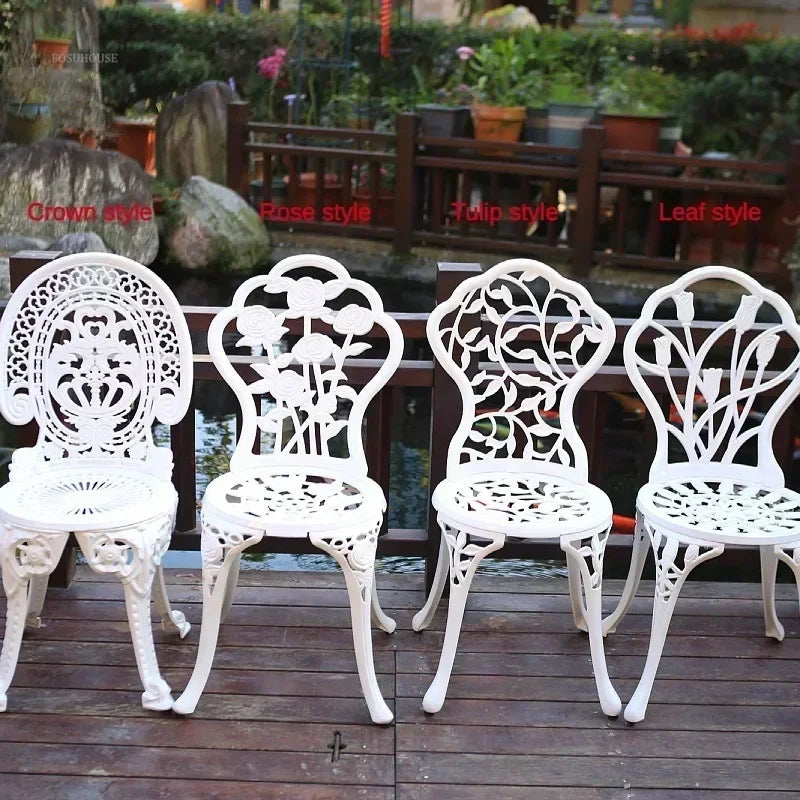 Italian Waterproof Iron Garden Furniture Sets Cast Aluminum Sun-Proof Courtyard Villa Outdoor Table and Chair Set