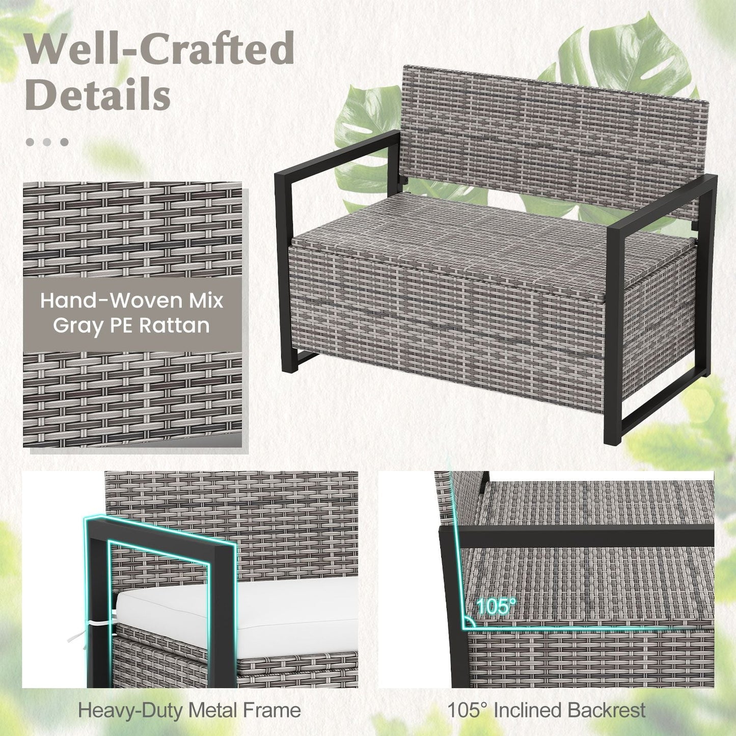150L Outdoor Storage Bench with Padded Cushion