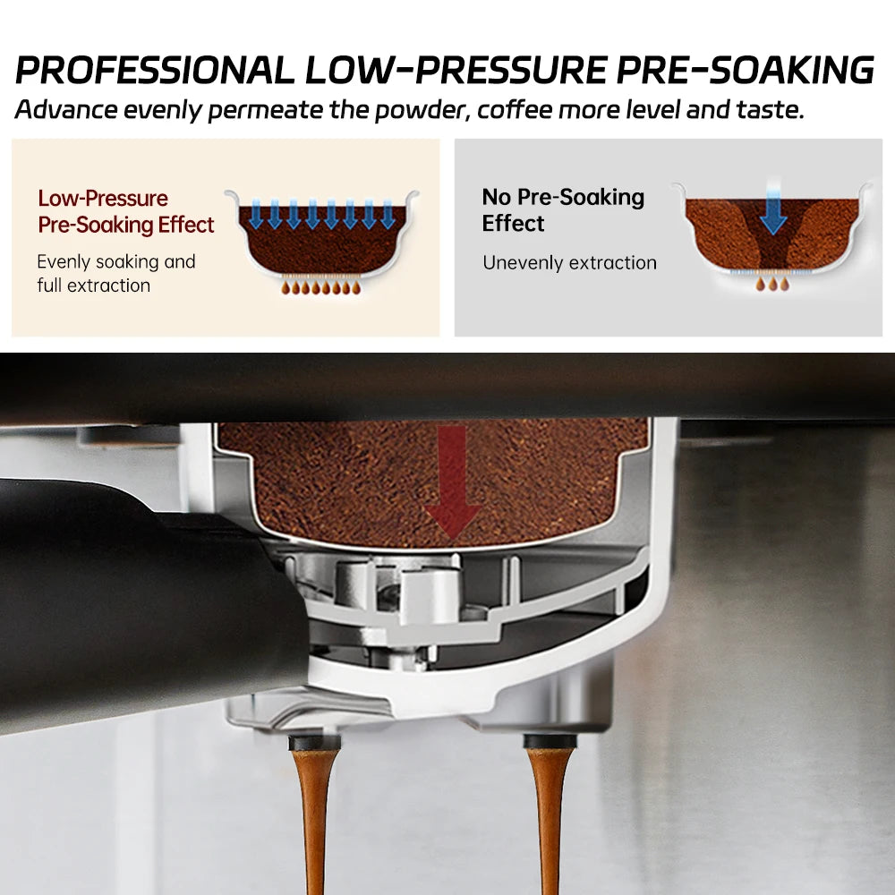Espresso Coffee Machines Stainless Steel with Milk Frother Steam Wand Semi-Automatic Cappuccino Maker 20Bar Cafetera