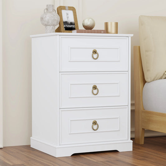 Bedside Tables with 3 Drawers, Bedroom Nightstand, Small Chest of Drawers, Side End Table 45.5X38X64 Cm