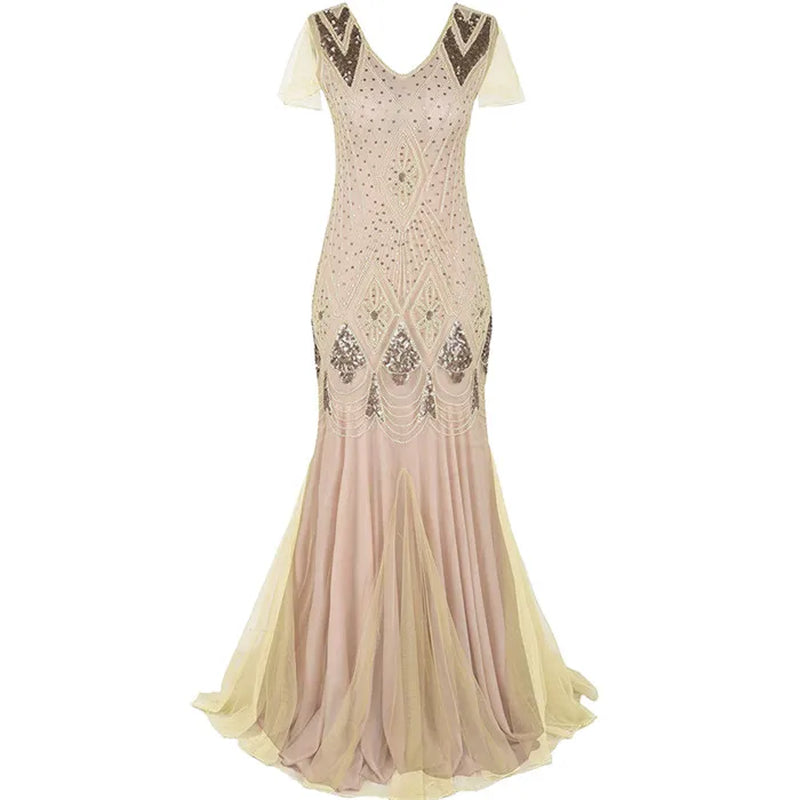 Women Sequins Glitter Gatsby Vintage Dress 1920S Retro Clubwear Elegant Ladies Halloween Party Cos Dresses Long Gowns Vestidos