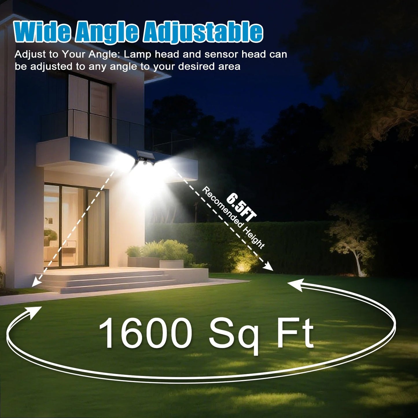 358 LED Solar Motion Sensor Security Lights 3 Heads Remote