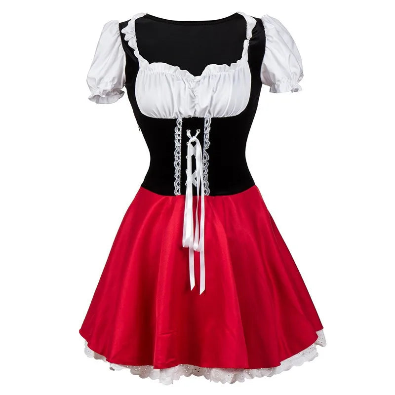 S-6XL Halloween Costume for Women Little Red Riding Hood Dress up Adult Fantasy Game Outfit with Cloak Cosplay Fancy Party Dress