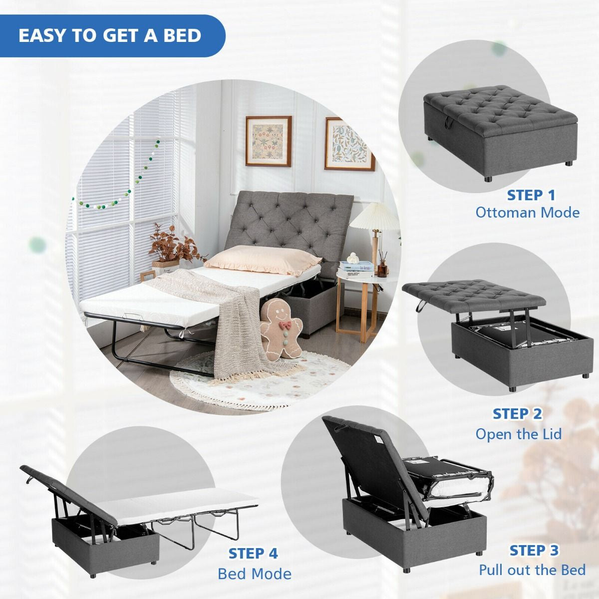 2-In-1 Convertible Sofa Bed with Mattress for Home and Office