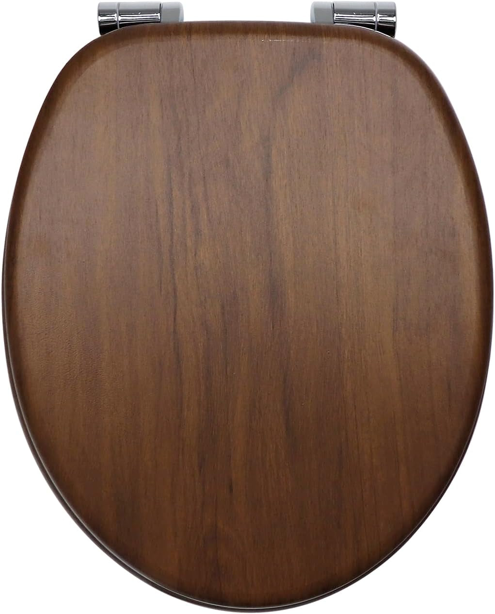 Toilet Seat Dark Walnut Wooden Soft Close with Adjustable Solid Zinc Alloy Hinges, MDF Wood Oval Toilet Seat with Bottom Fixings, Easy to Clean and Install (JH3704-01)