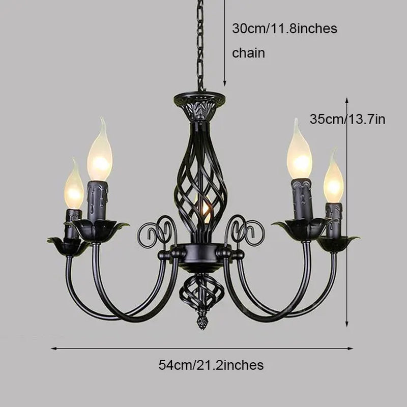 Black Chandeliers Lamp Lustres Modern Dining Living Room Hotel Indoor Light Decoration Wrought Iron Chandeliers Lighting