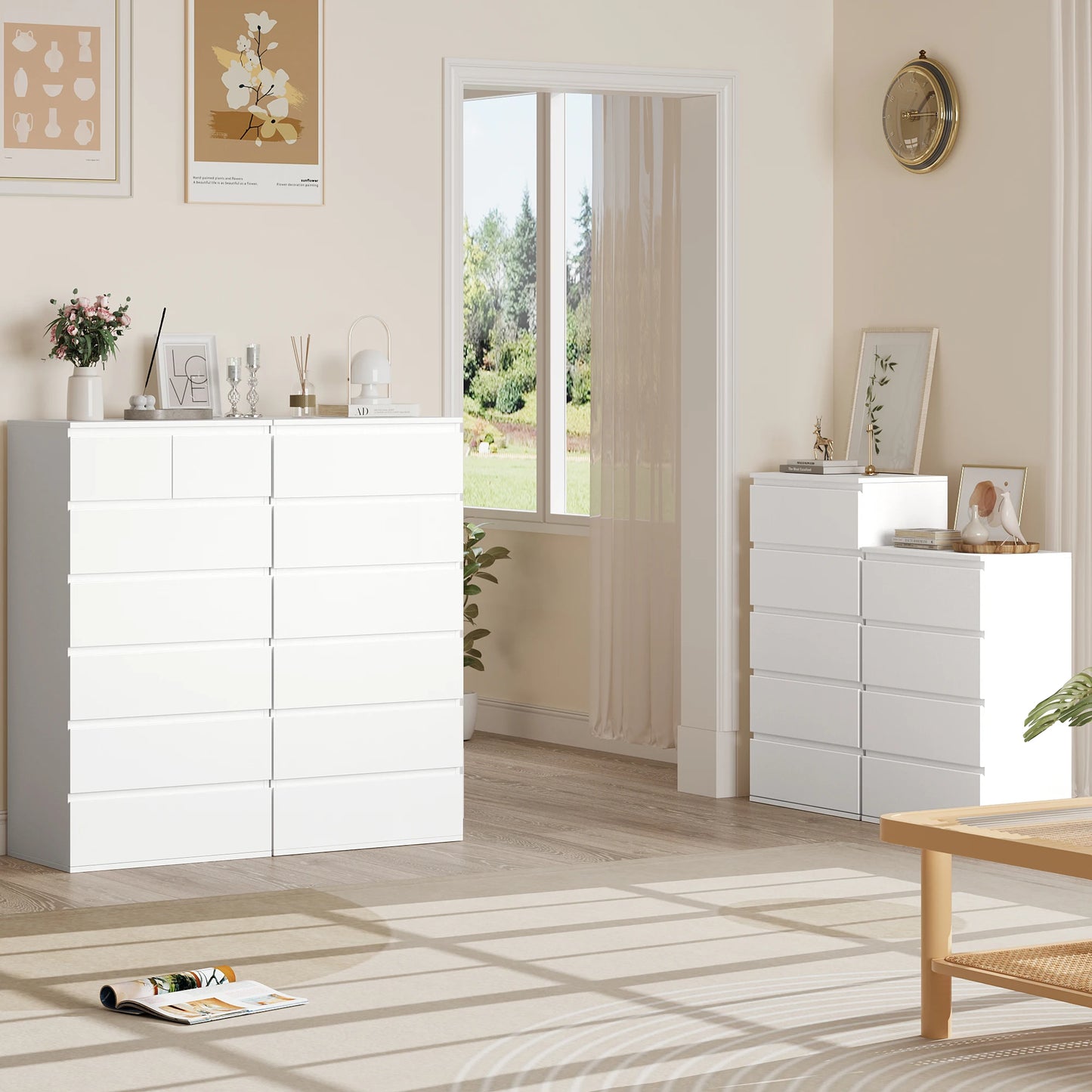Chest of Drawers Bedroom, Tall Chest of Drawers with 7 Drawers, Bedroom Furniture Storage Cupboard Cabinet Bedroom Dresser, for Living Room Hallway 60X40X119Cm
