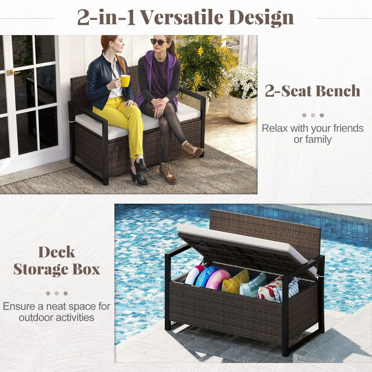 150L Outdoor Storage Bench with Padded Cushion