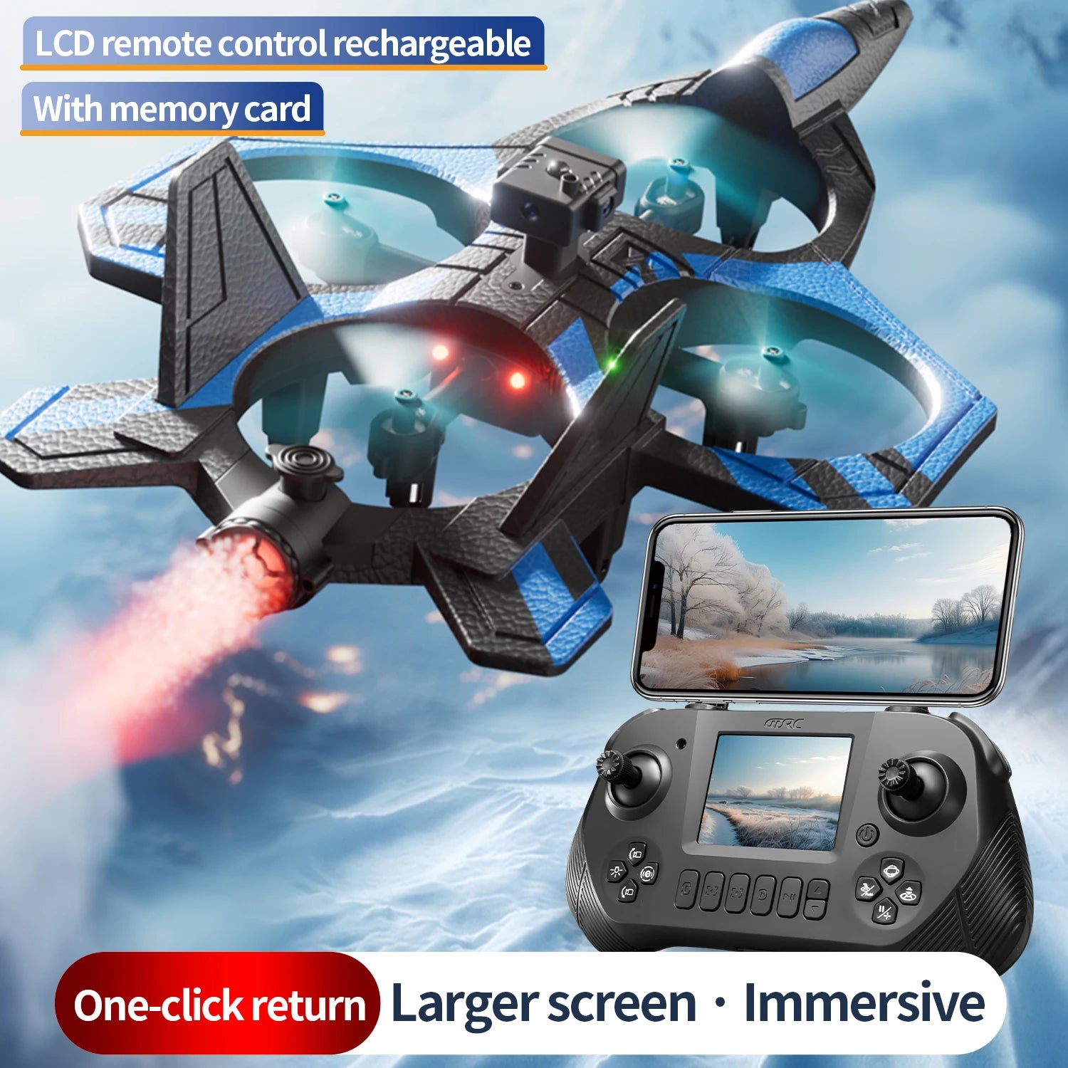 New V46 PRO RC Plane with Glider Screen Remote Control Flying Helicopter 8K Camera Obstacle Avoidance Foam Fighter Airplane Toys