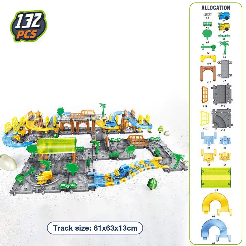 Electric Train Tracks Toys Splicing Track Trains Transparent Electric Toy Puzzle Assembly Kid Toys City Games Birthday Gifts Boy