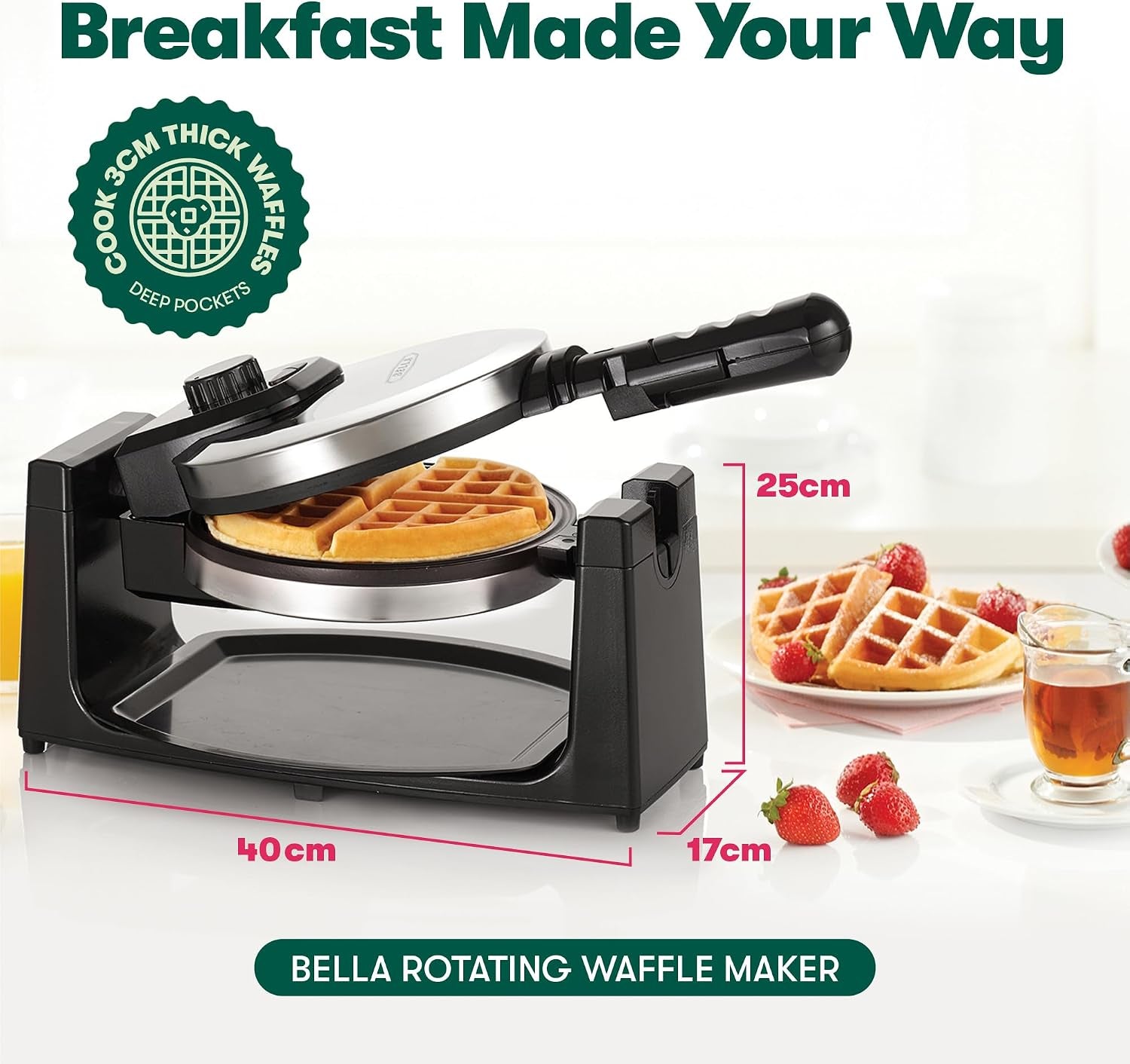 Rotating Waffle Maker, Stainless Steel