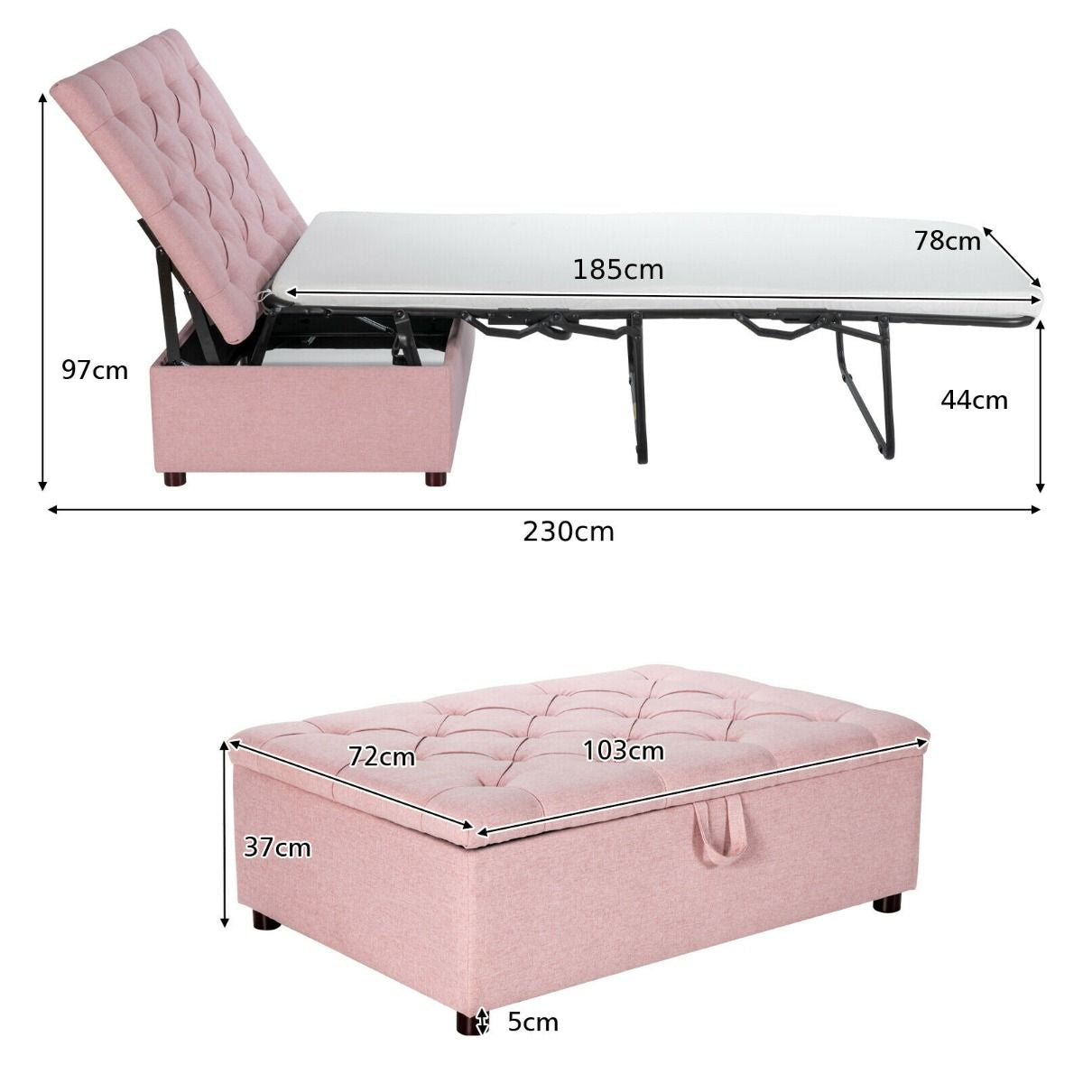 2-In-1 Convertible Sofa Bed with Mattress for Home and Office