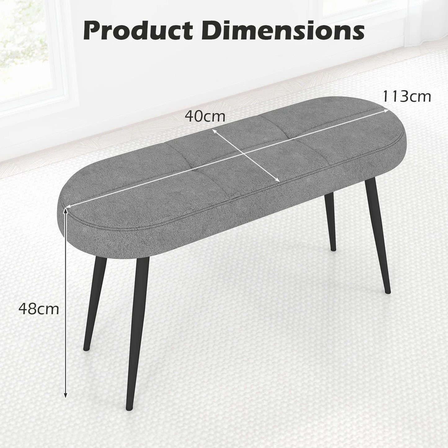 113 Cm Ottoman Bench with Sponge Padded Cushion for Entryway Living Room Foyer