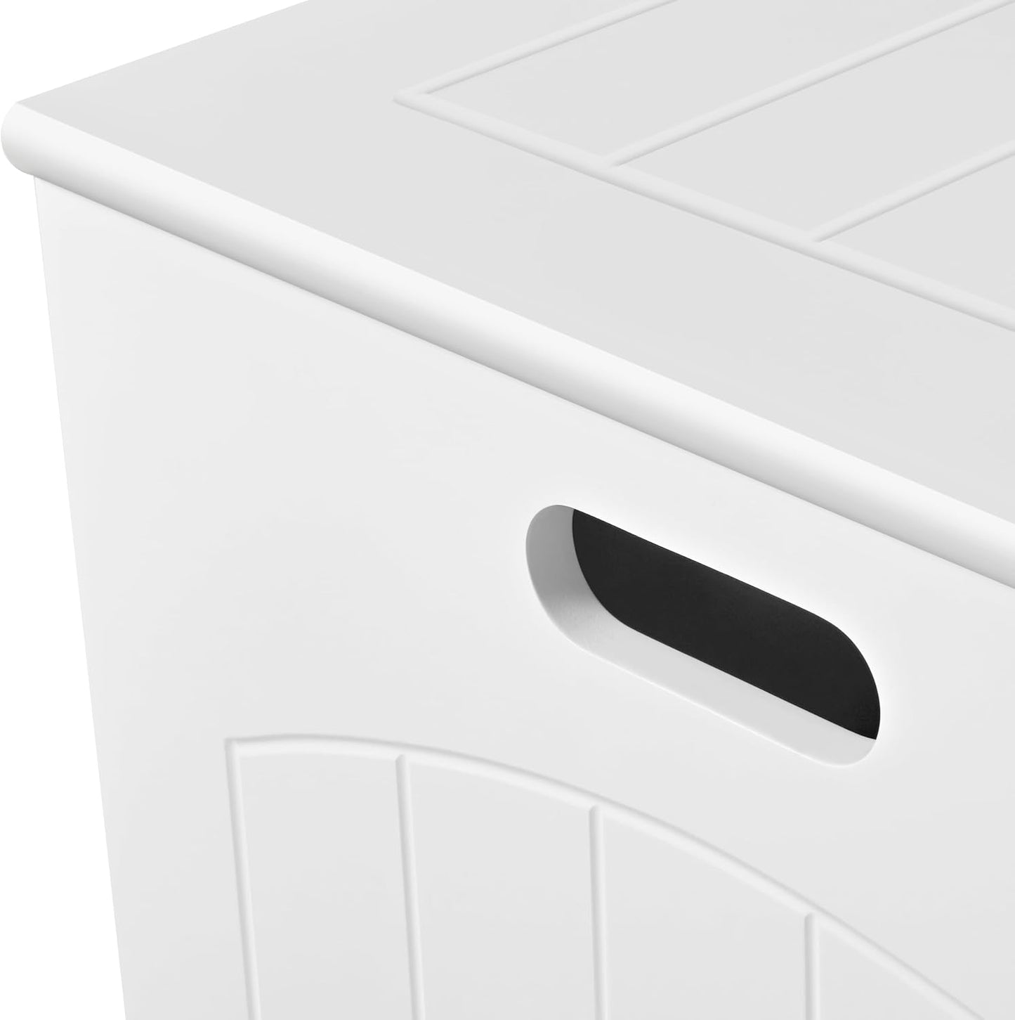 White Bathroom Laundry Basket Large Bin Wooden Storage Home Organizer Hamper with Lid