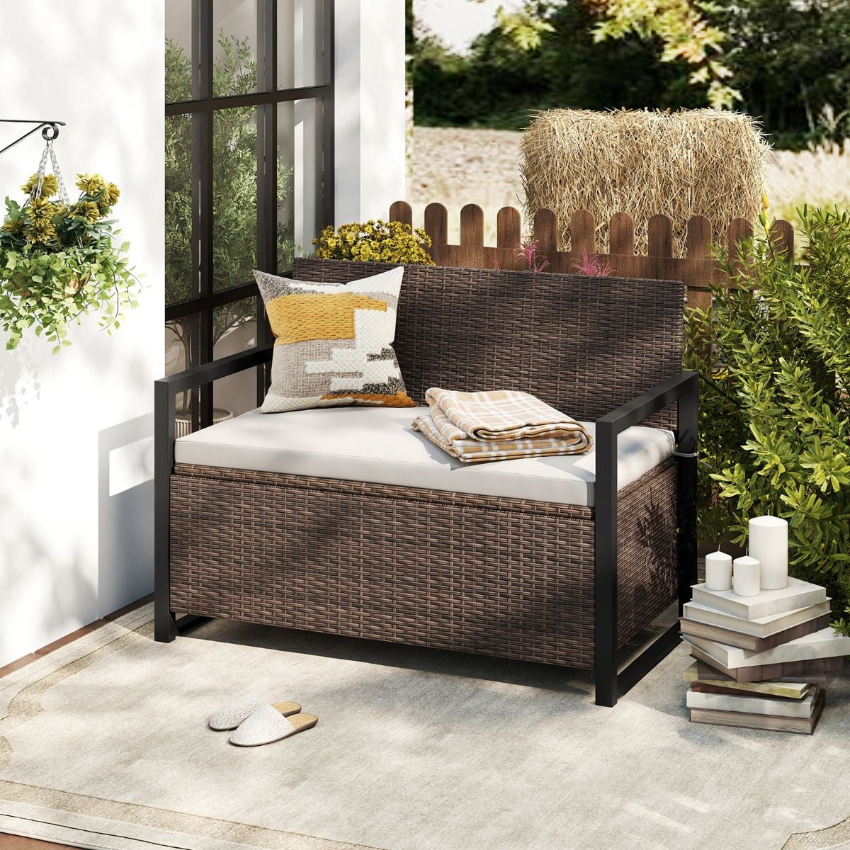 150L Outdoor Storage Bench with Padded Cushion