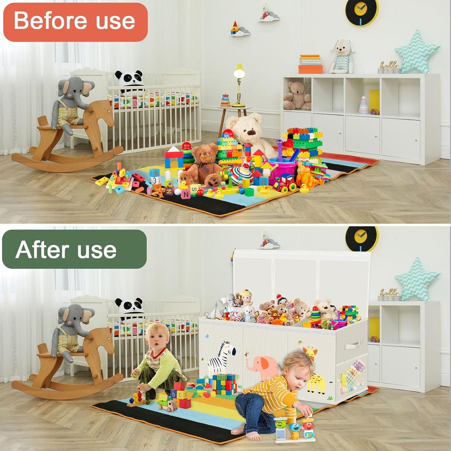 Extra Large Toy Box Storage for Boys Girls - Collapsible Toy Chest Organizer for Kids,Toy Bin Container with Lid and Handles for Clothes,Blanket,Nursery,Playroom,Bedroom,Stuffed Animals,Quilt(Beige)