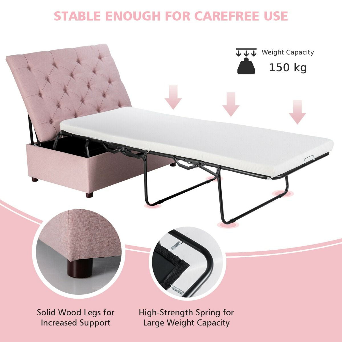 2-In-1 Convertible Sofa Bed with Mattress for Home and Office