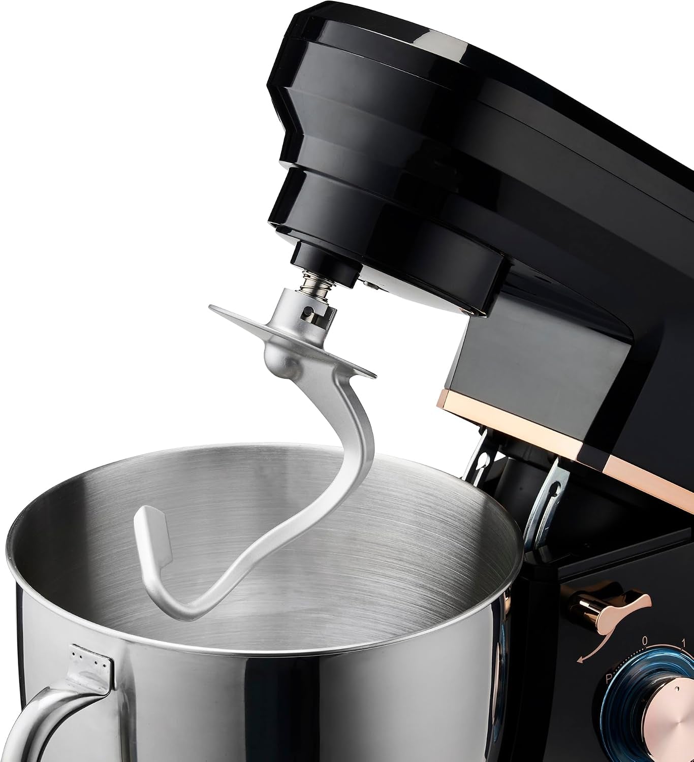 Stand Mixer 1200W with 6 Speeds & Pulse, 7L S-Steel Mixing Bowl, Splash Guard, Whisk, Beater & Dough Hook | Electric Kitchen Mixer for Cakes, Bread, Baking | Black & Rose Gold