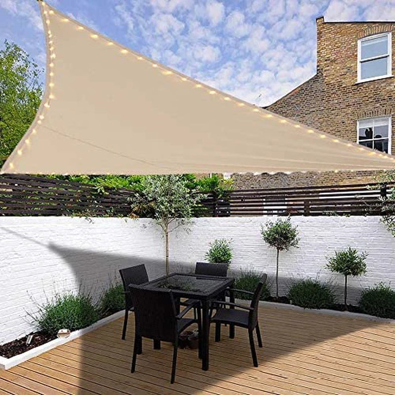 3X3X3M Triangle Sun Shelter Shade Sail LED Light String Awnings Outdoor Romantic Warm Waterproof Gazebo Garden YARD Sail Awning