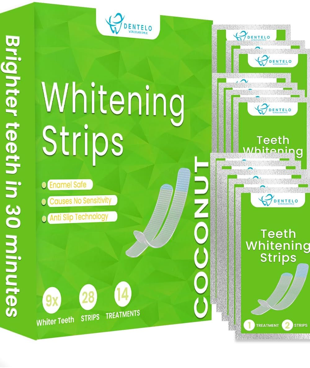 Teeth Whitening Strips- Mint Flavor, Zero Sensitivity, Enamel Safe, Dentist Formulated,Teeth Whitener Strips, White Teeth, Tooth Whitening Strip, Smile Teeth Whitening (Coconut)