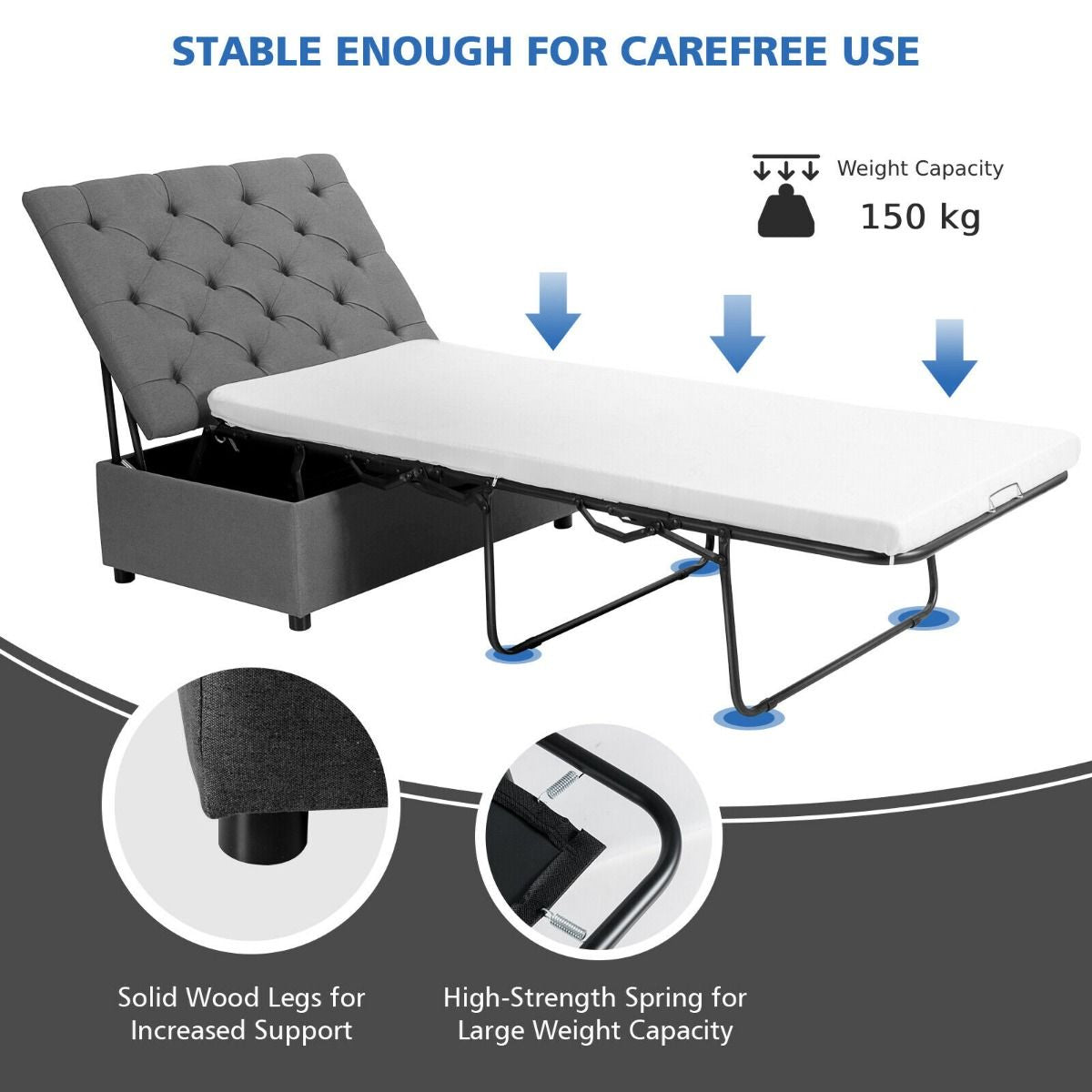2-In-1 Convertible Sofa Bed with Mattress for Home and Office