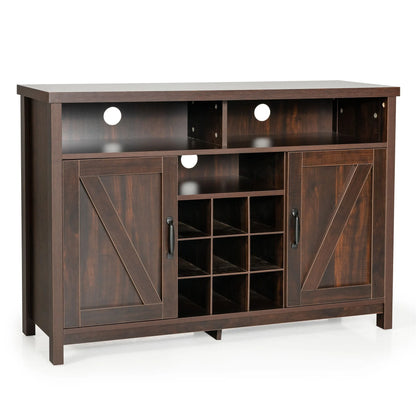 Buffet Storage Cabinet with Detachable 9-Bottle Wine Rack and 2 Door Cabinets