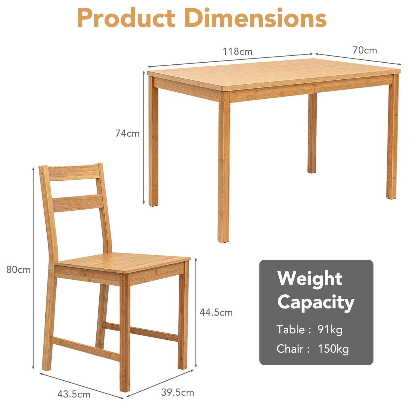 Pieces Dining Room Set with Non-Slip Foot Pads