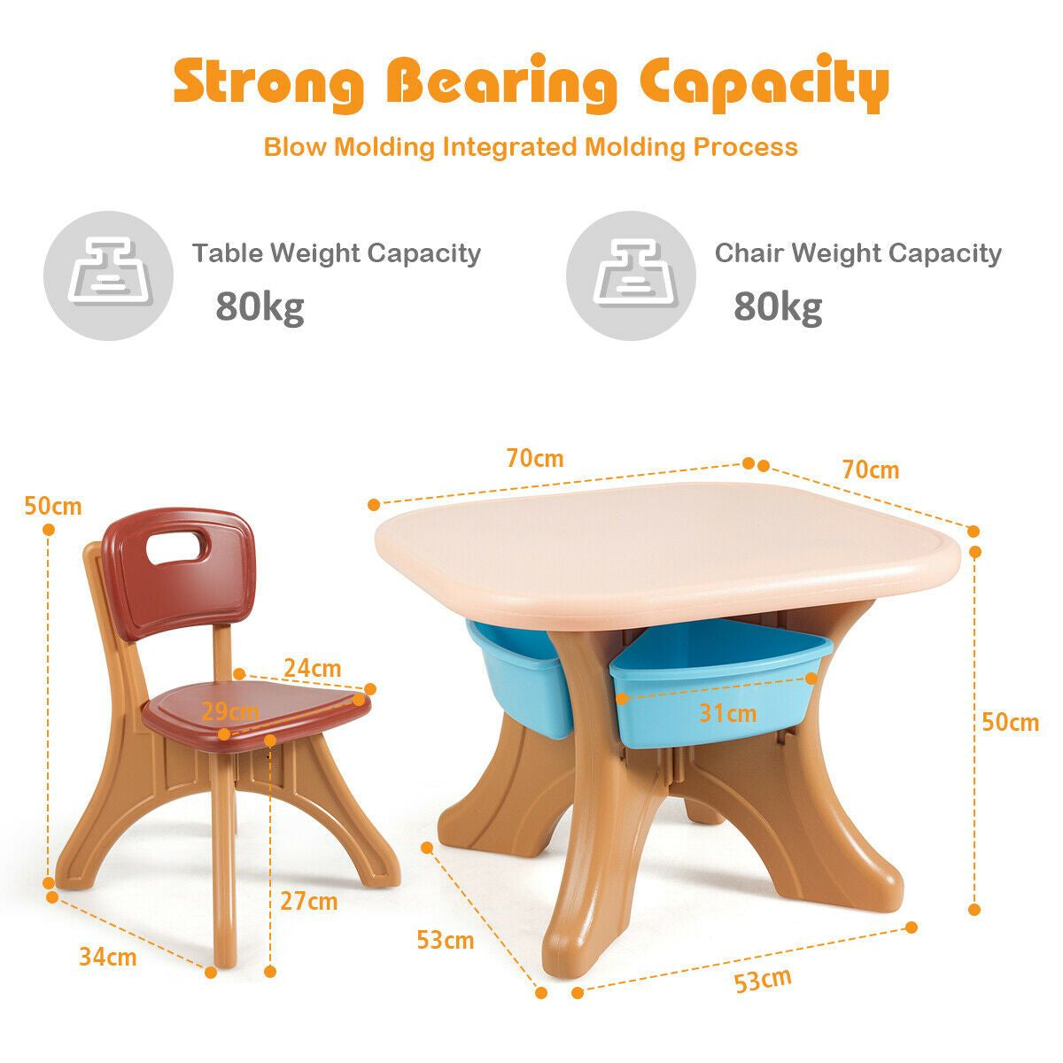 Children'S Activity Table Set with Storage Bins
