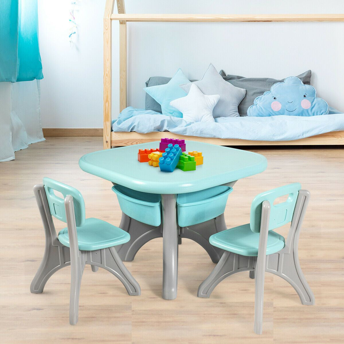 Children'S Activity Table Set with Storage Bins