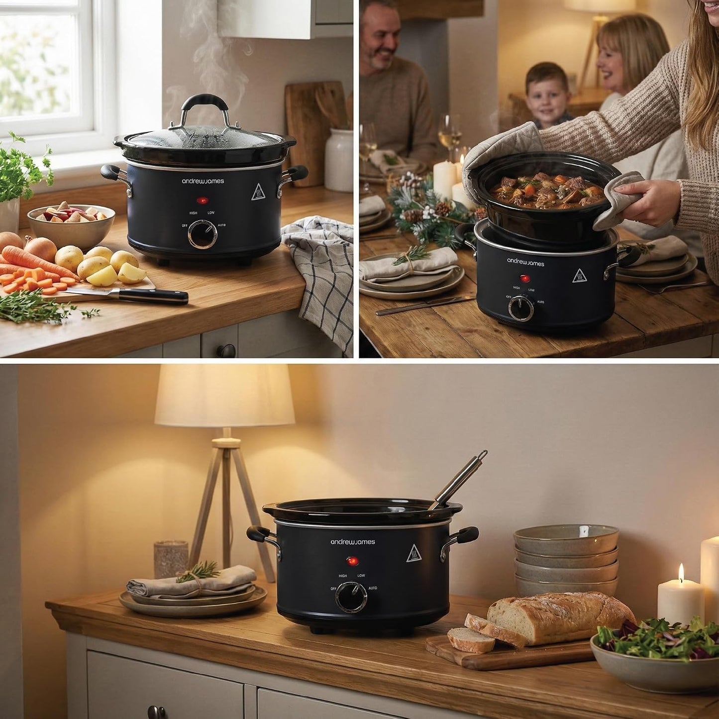 1.5L Slow Cooker - Roast-To-Rest – Compact Small Slow Cooker for 1–2 People with Oven-Proof Ceramic Pot, Easy-Clean Design, 3 Heat Settings & Glass Lid