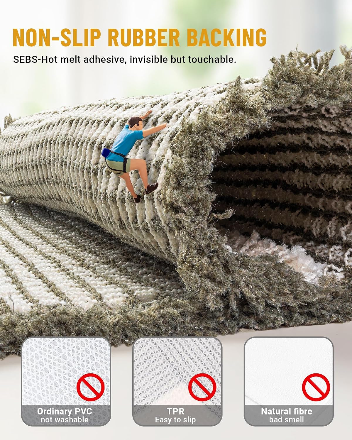 Large Waffle Bath Mat Set, Non Slip Bathroom Mat Set, Ultra Absorbent Bath Mats for Bathroom Decor, Extra Soft Floor Bathroom Rugs Sets 2 Piece, Green&White Washable Mats(51×119Cm &41×61Cm)