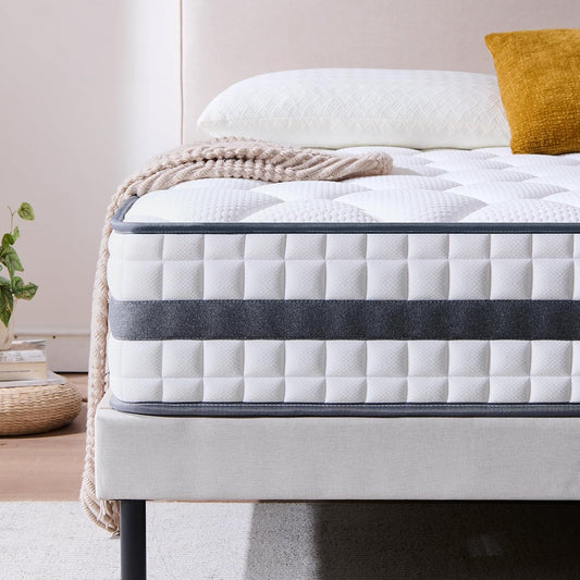 King Size Mattress 5FT, 150 X 200 X 30 Cm Hybrid Memory Foam & Sprung Mattress, Medium Firm, Breathable Cover, Mattress in a Box for UK King Bed