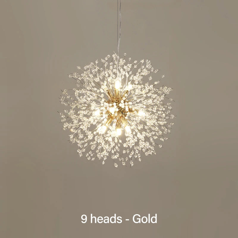 2021 Modern Crystal Dandelion Chandelier Indoor Lighting Pendant Lamp for Living Room Dining Room Home Decorative Luminaires