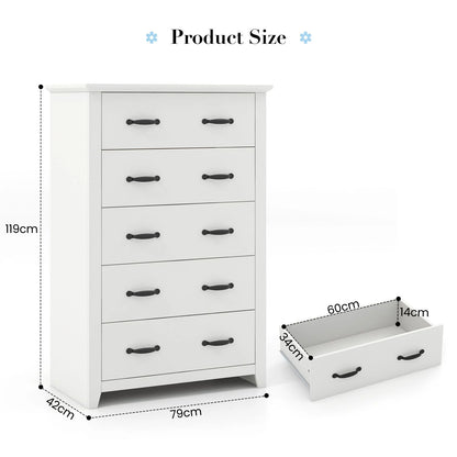 Dresser Vertical Chest of Drawers with 5 Pull-Out Drawers