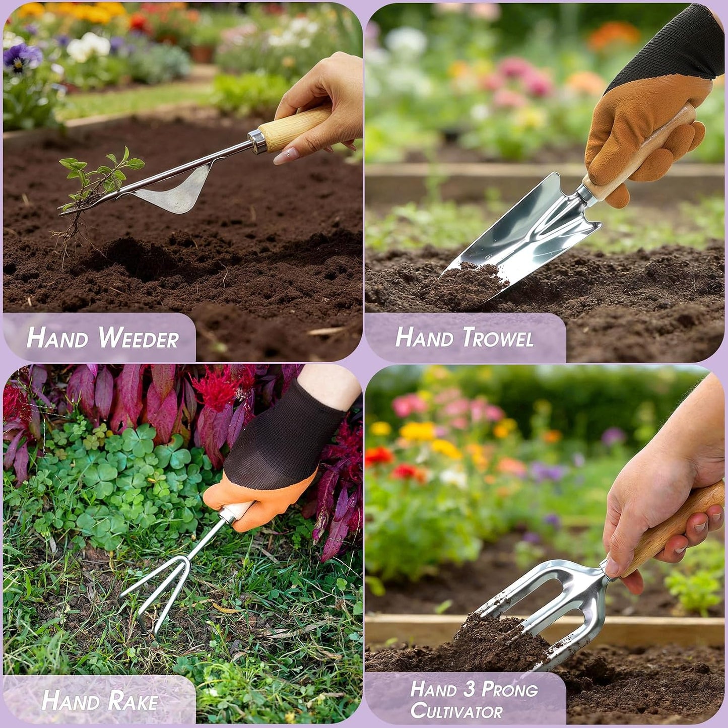 Garden Tools Set 10-Piece, Heavy Duty Gardening Tools Kit for Women & Men with Stainless Steel Hand Tool, Pruning Shears, Gloves, Bag - Ideal Gardening Gifts for Women & Gardeners