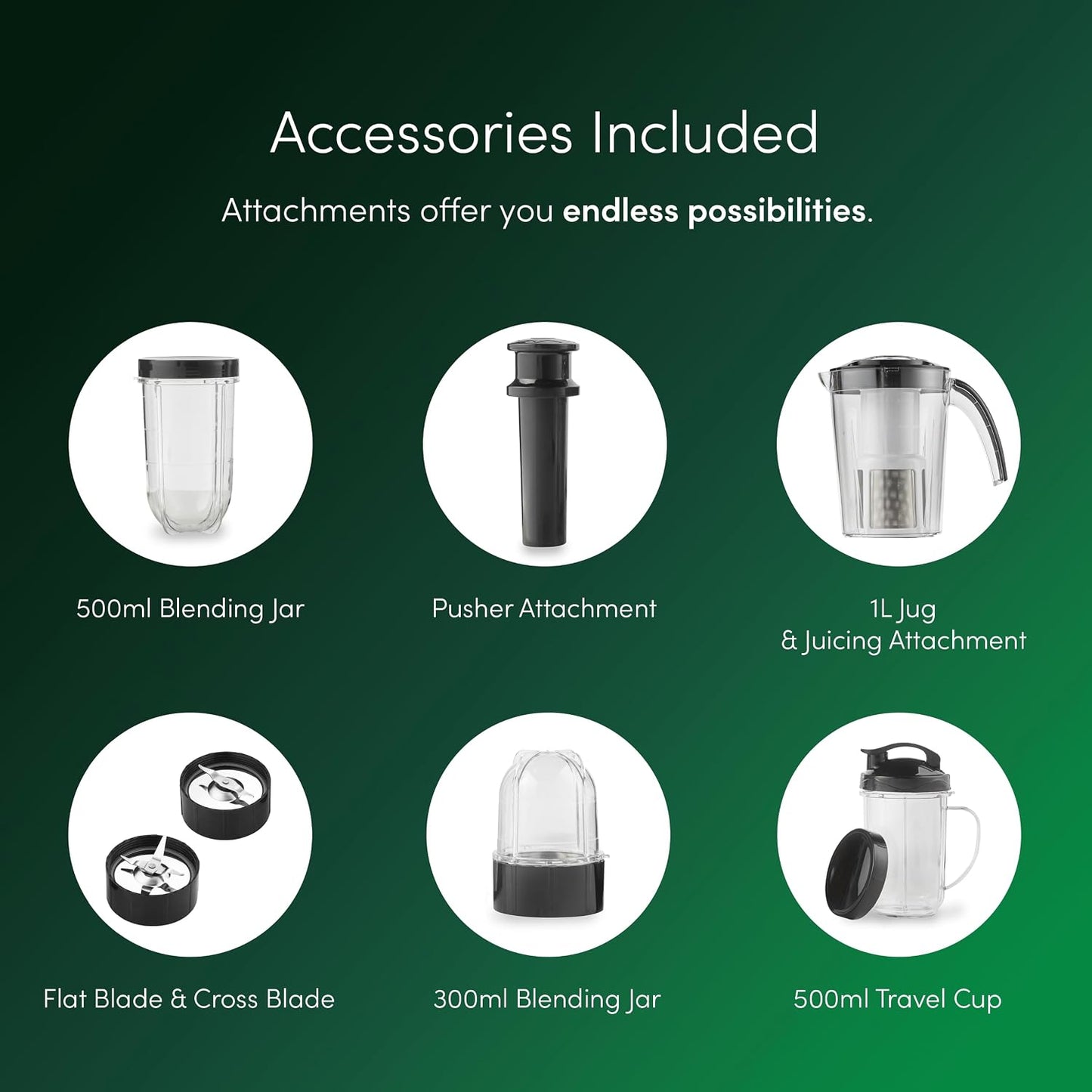 Blender, Juicer, Grinder | 4-In-1 Multi-Functional Personal Blender & Smoothie Maker| 2 Speed Settings and Pulse Function for Crushing Ice| for Smoothies, Protein Shakes and More 550W