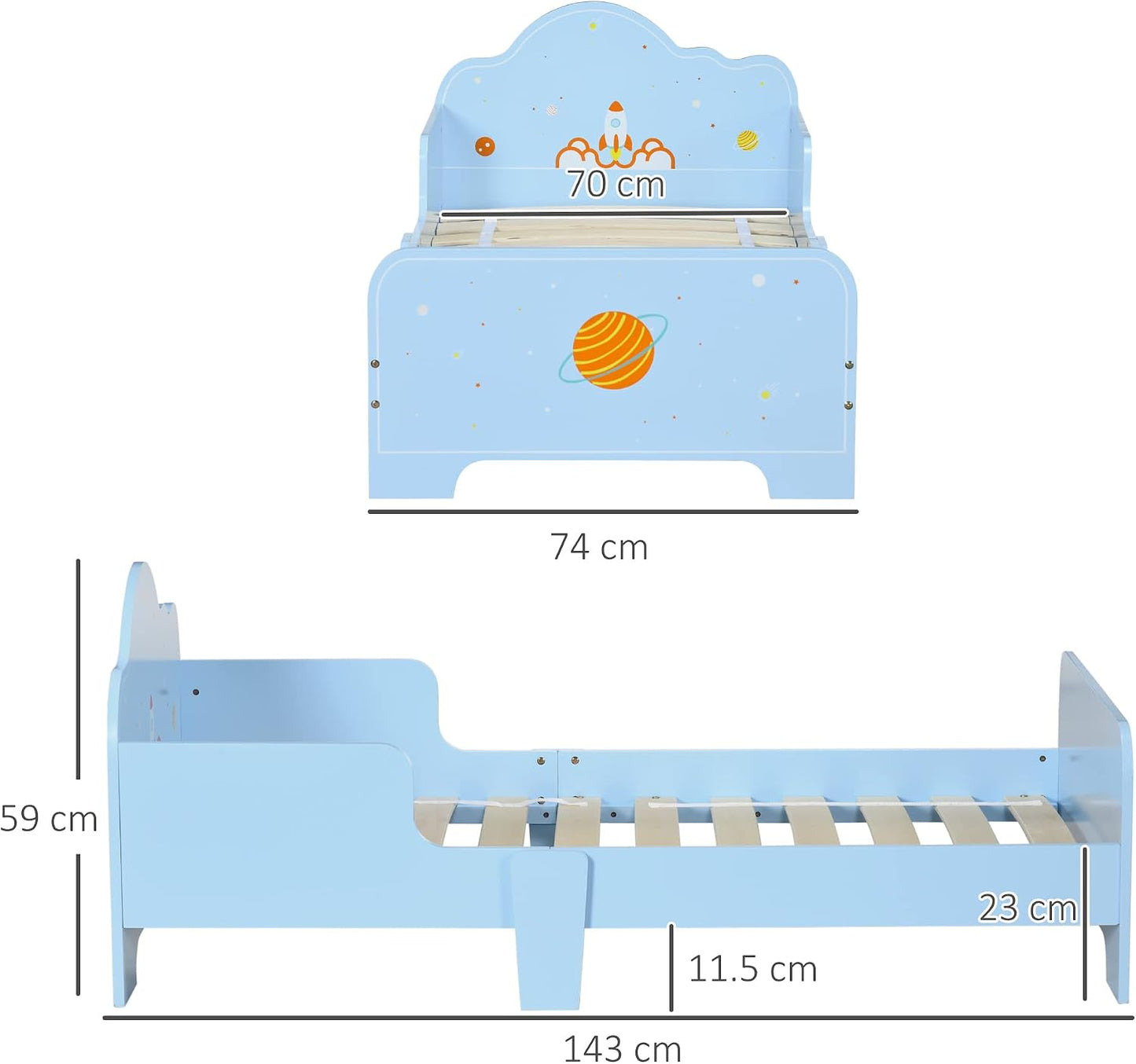 Kids Toddler Bed Safety Rails Ages 3-6 Years 143 X 74 X 59Cm Blue | Kids Bedroom Furniture, Boys, Girls