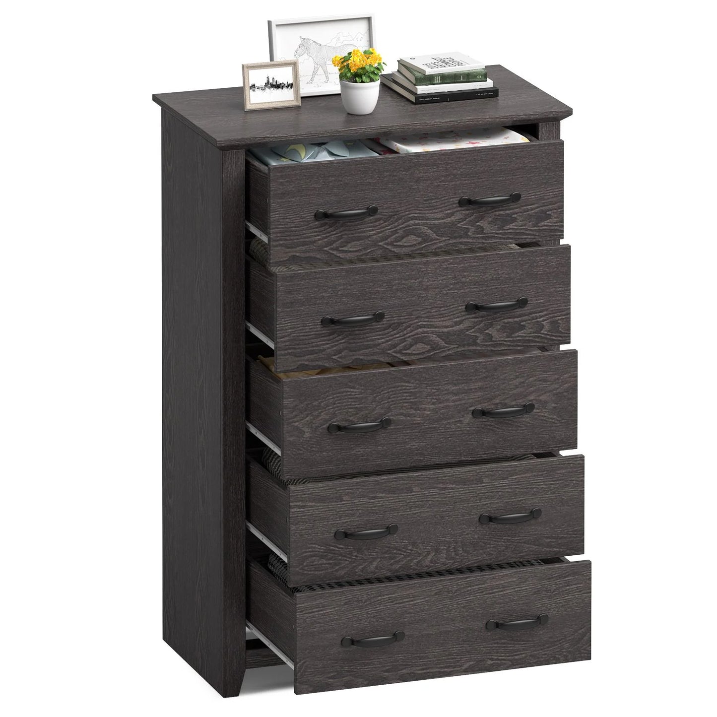 Dresser Vertical Chest of Drawers with 5 Pull-Out Drawers