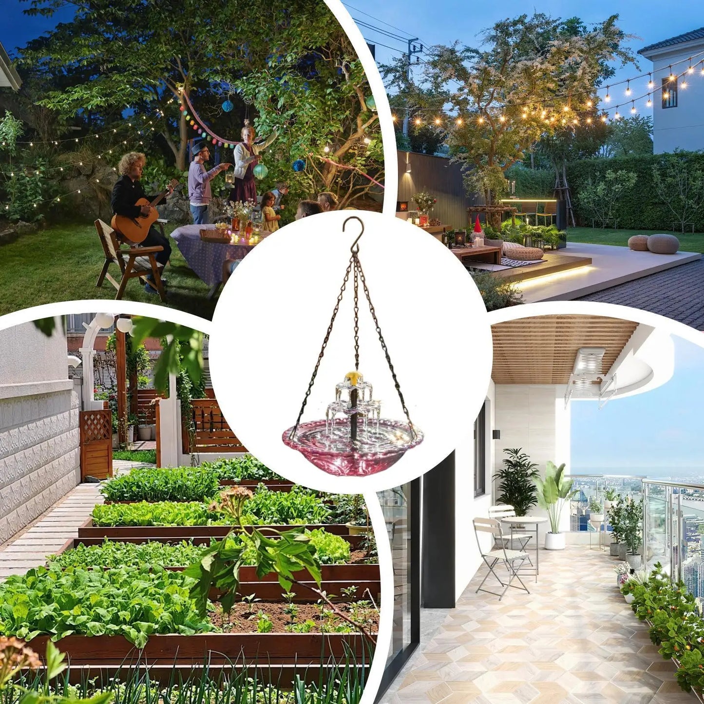 Solar Bird Bath Patio Decoration Water Fountain Backyard Decor Outdoor Hummingbird Bath for Garden Balcony Animal Lovers Gift