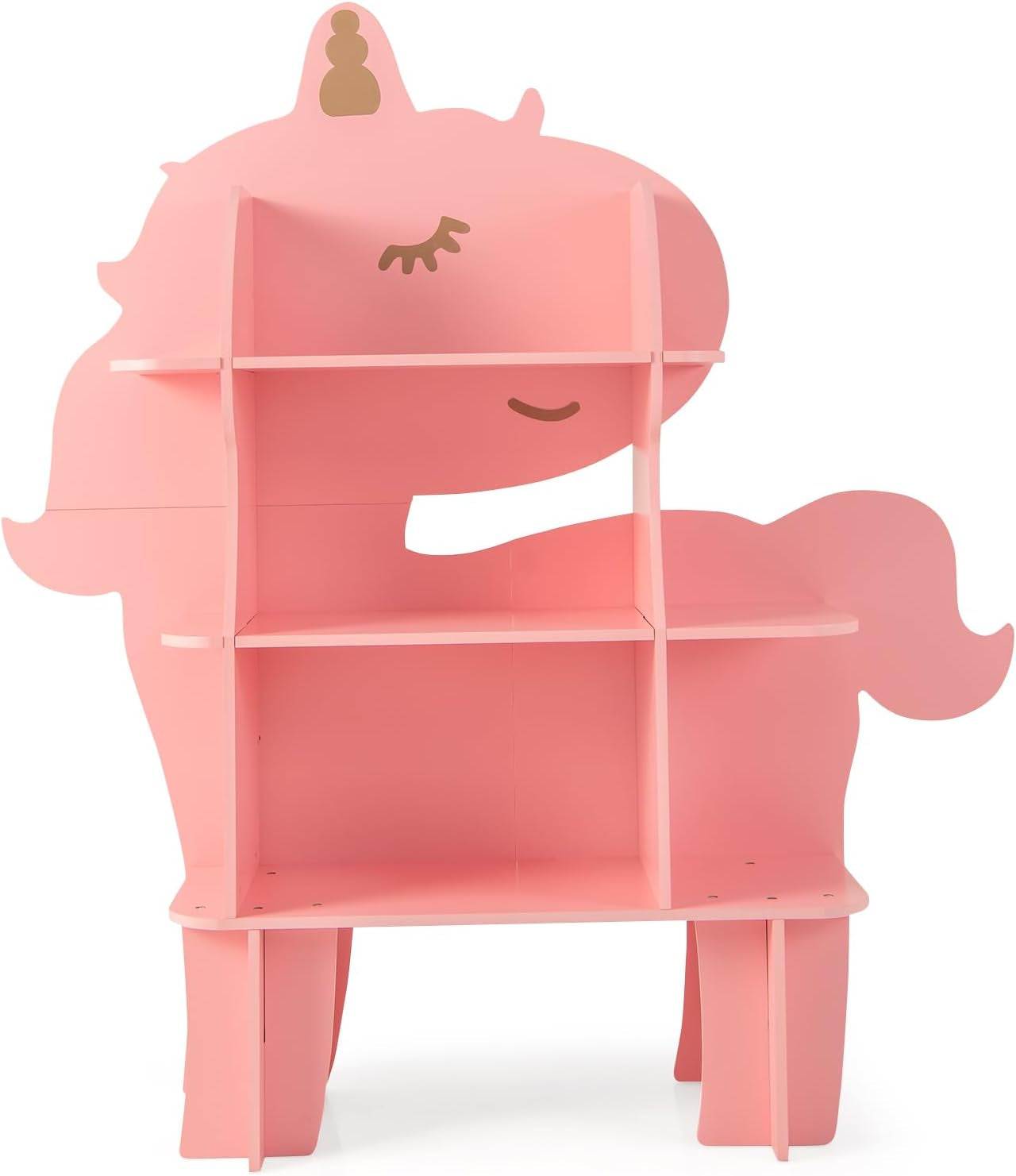 Children Bookcase, Cute Toy Storage Unit with Open Shelves, Wooden Toddler Bookshelf Organizer for Kids Room, Play Room, Nursery (Unicorn)