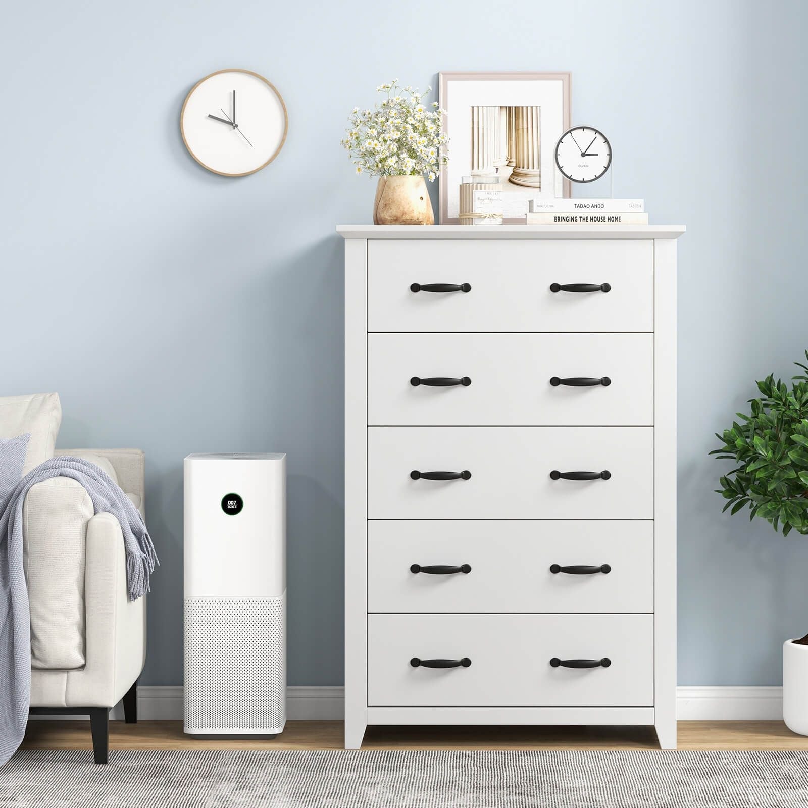 Dresser Vertical Chest of Drawers with 5 Pull-Out Drawers