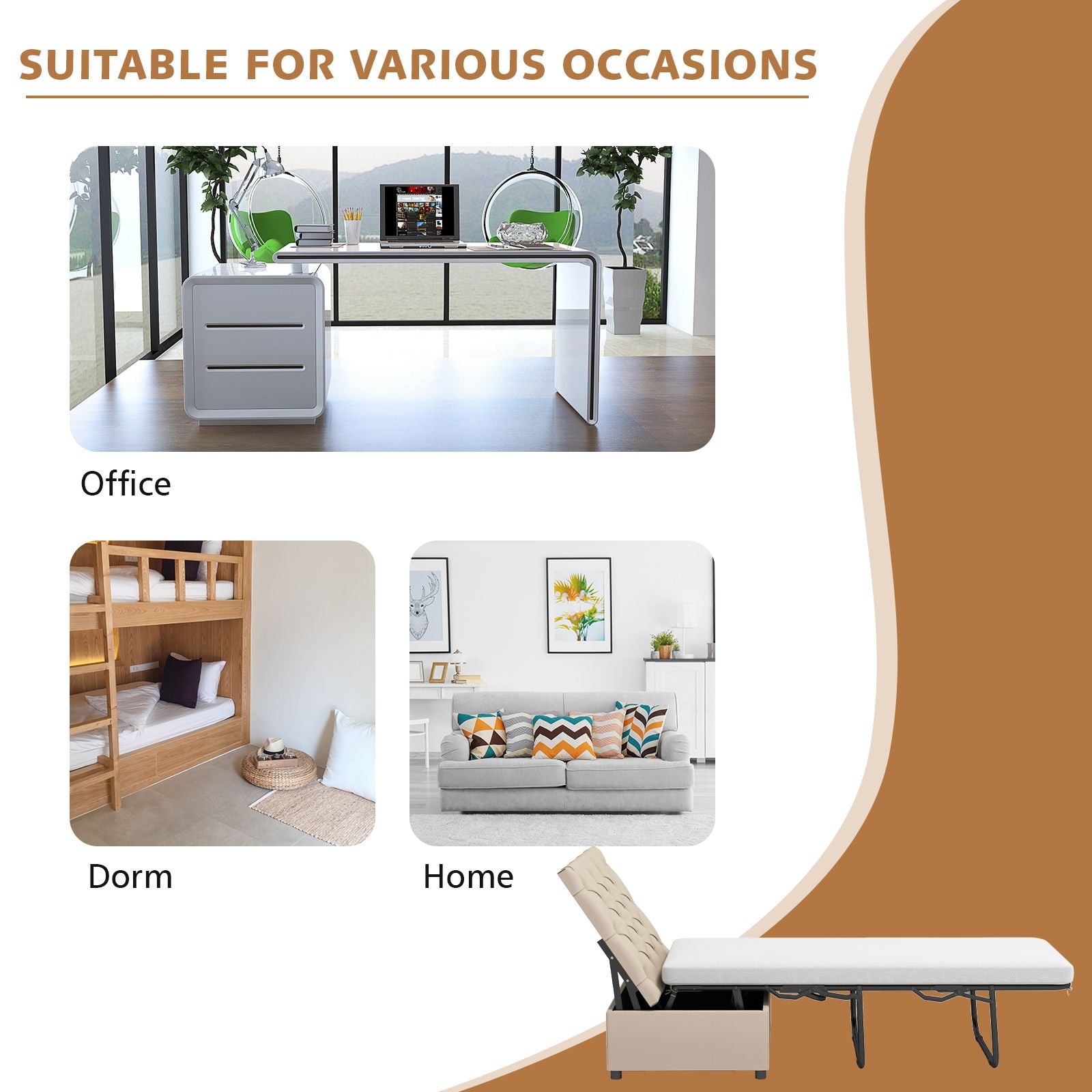 2-In-1 Convertible Sofa Bed with Mattress for Home and Office