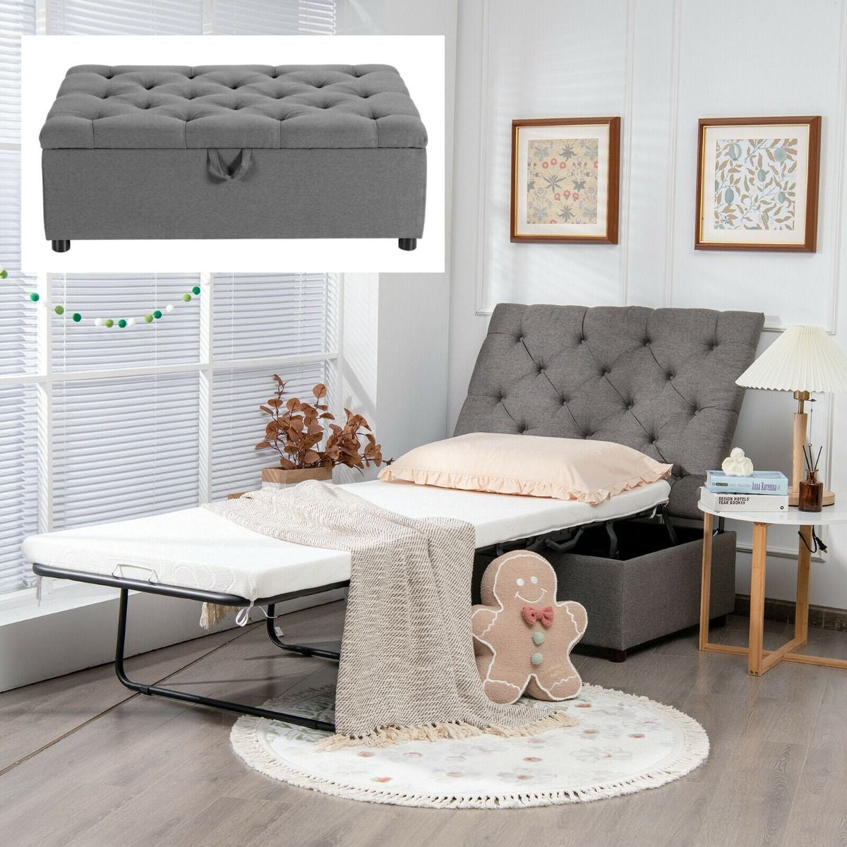 2-In-1 Convertible Sofa Bed with Mattress for Home and Office