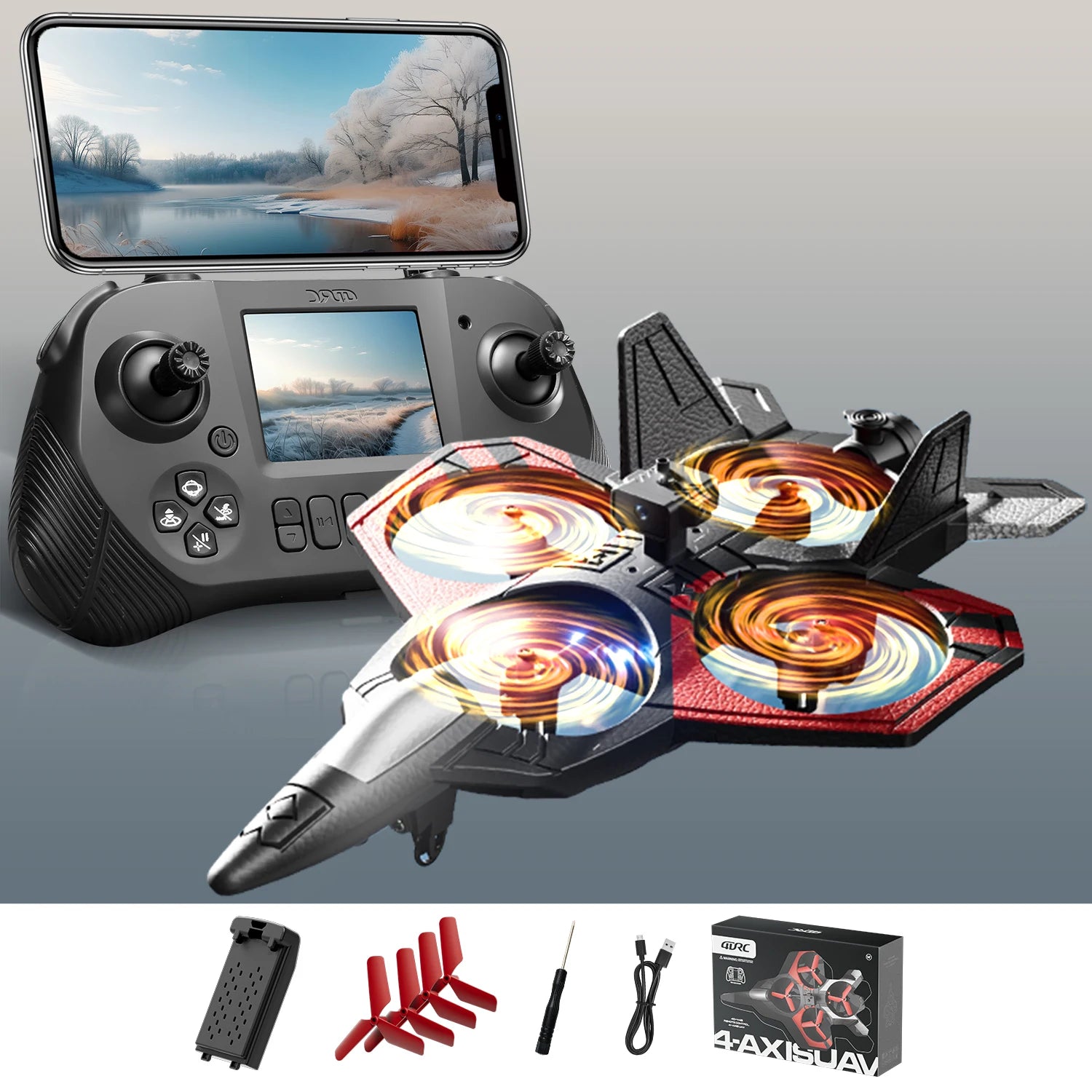 New V46 PRO RC Plane with Glider Screen Remote Control Flying Helicopter 8K Camera Obstacle Avoidance Foam Fighter Airplane Toys