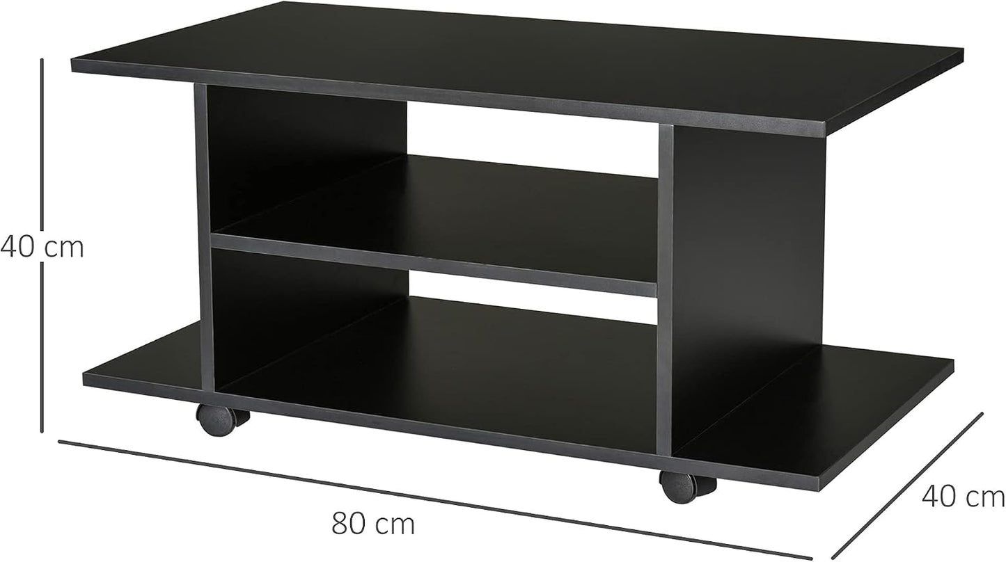Modern TV Cabinet Stand Storage Shelves Table Mobile Bedroom Furniture Bookshelf Bookcase Black
