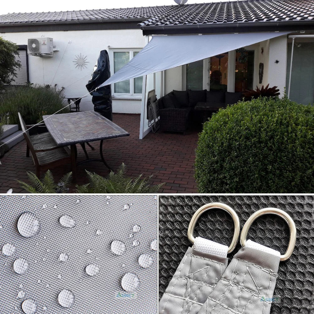3X3X3M Triangle Sun Shelter Shade Sail LED Light String Awnings Outdoor Romantic Warm Waterproof Gazebo Garden YARD Sail Awning