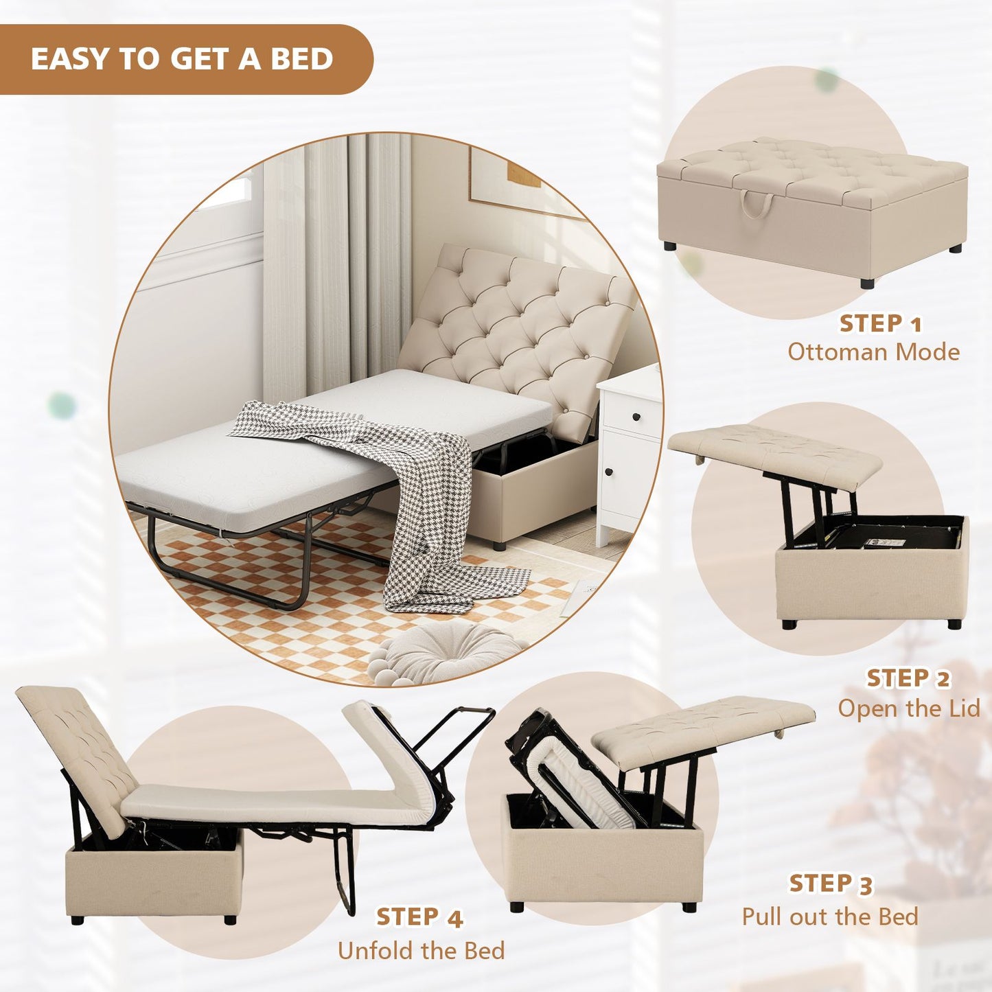 2-In-1 Convertible Sofa Bed with Mattress for Home and Office