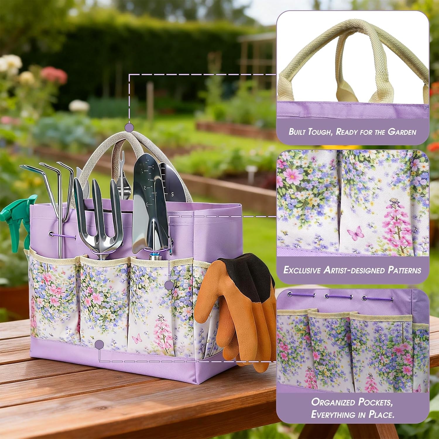 Garden Tools Set 10-Piece, Heavy Duty Gardening Tools Kit for Women & Men with Stainless Steel Hand Tool, Pruning Shears, Gloves, Bag - Ideal Gardening Gifts for Women & Gardeners