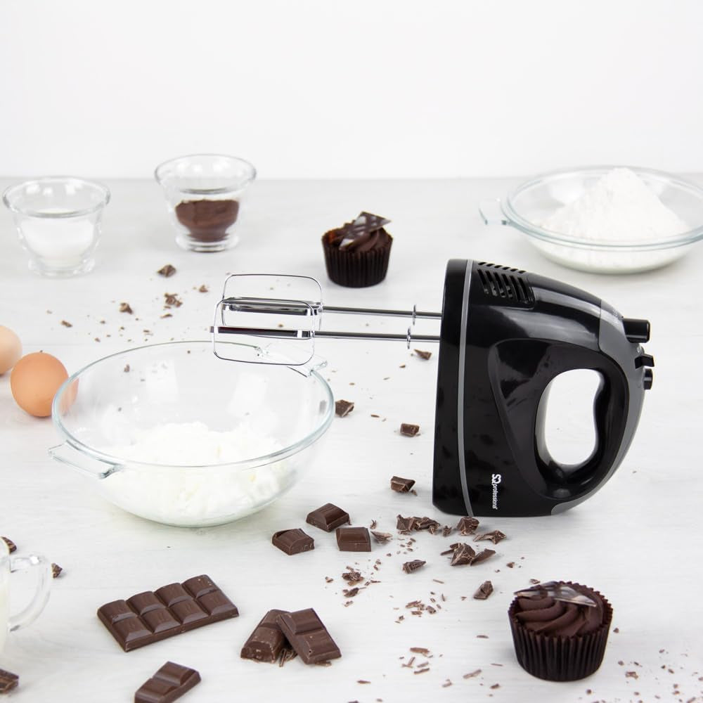 Blitz Hand Mixer Electric Whisk for Baking Electric Beater 5 Speed Control Hand Mixer Stainless Steel Kneader and Beaters for Baking Mixer 300W (Black)